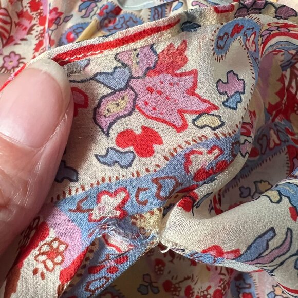 Veronica Beard Kaydence Paisley Silk Midi Skirt Multi  Ruffle Sheer 00 - Picture 16 of 16